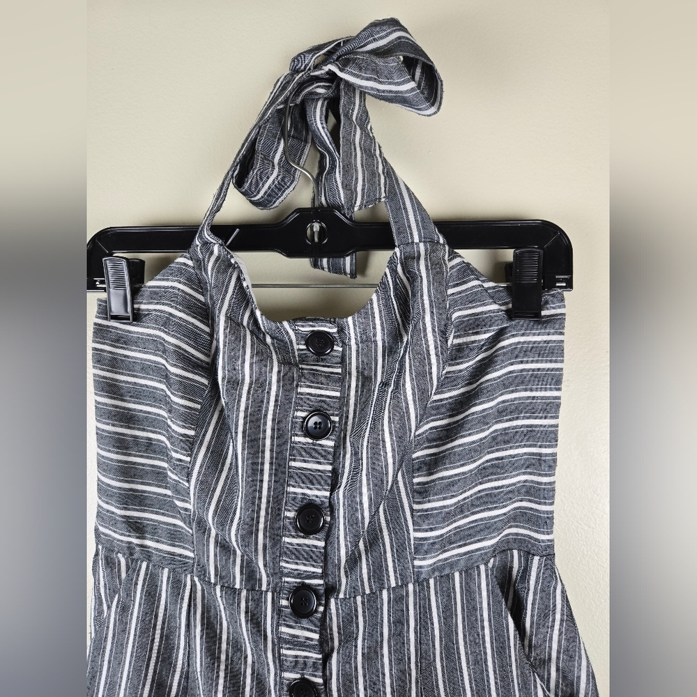 ZARA COLLECTION STRIPED CULOTTE JUMPSUIT NAUTICAL HALTERNECK Size M - Picture 5 of 8
